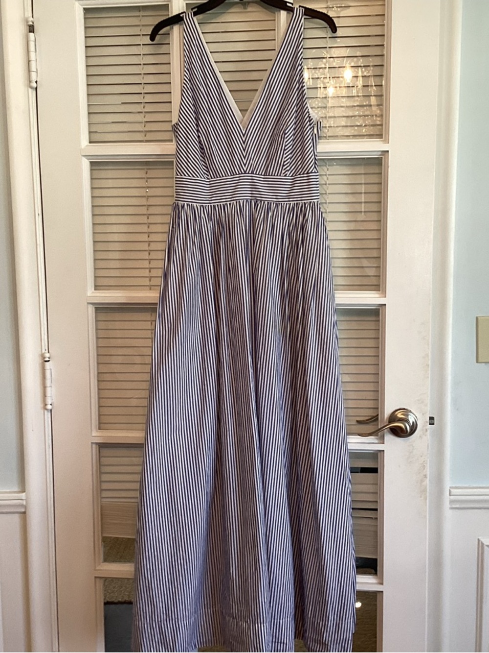 J. Crew Navy and White Striped Maxi Dress